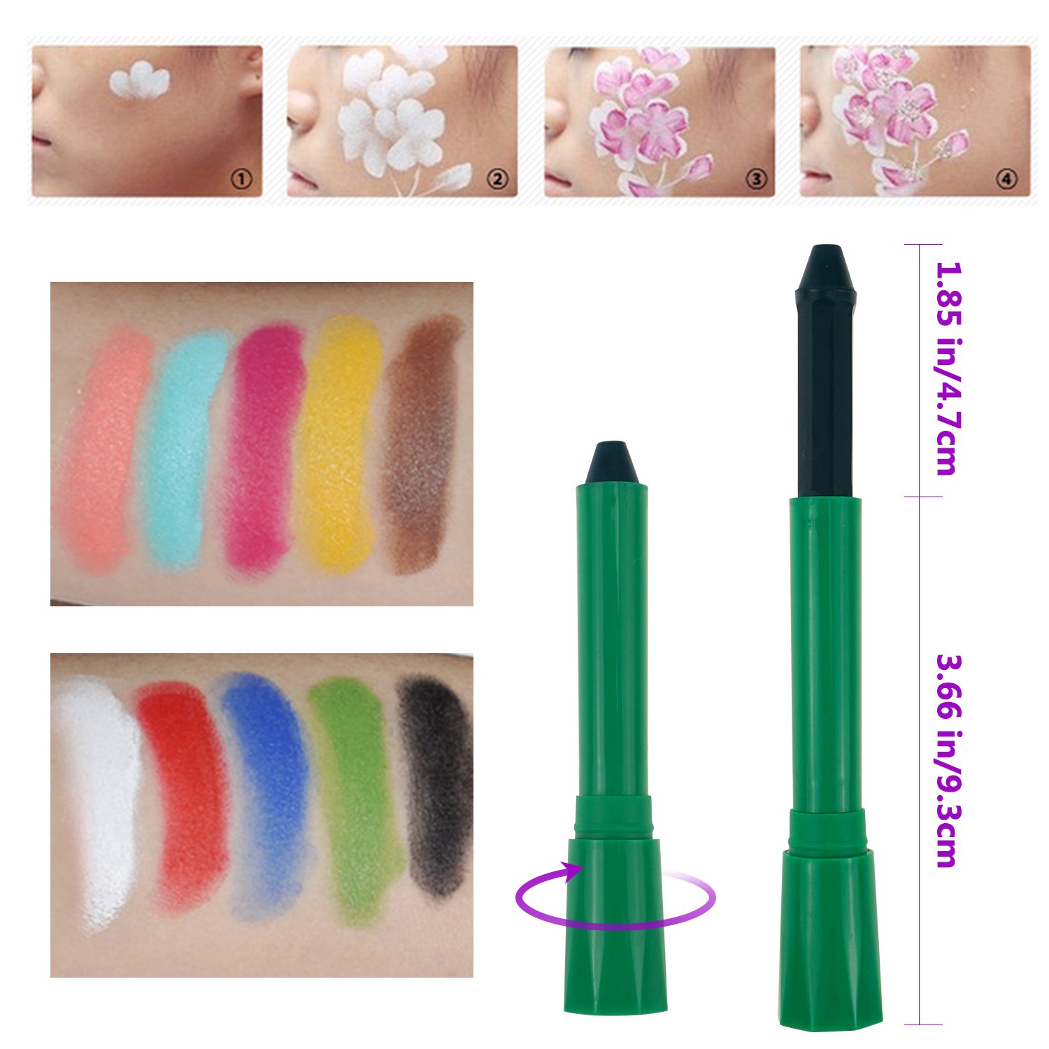 Fixget Face Paint Crayons, 12 Color Face Painting Kits Face Paint