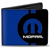 Buckle-Down mens Buckle-down Pu Bifold - Mopar Logo/Stripe2 Black/Blue Wallet, Multicolor, 4.0 x 3.5 US