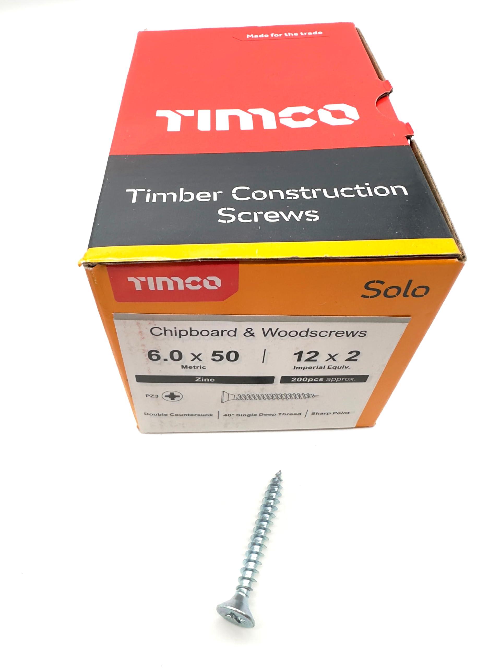 200 Pcs Silver Wood Screws Double Countersunk General Purpose (6mm x 50mm)