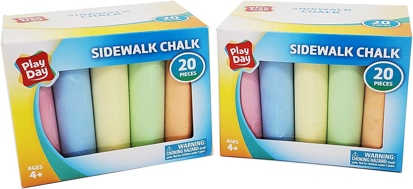 Play Day Sidewalk Chalk 20 Pieces (2 Pack)