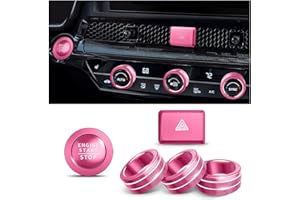 Polodunn for 2022-2026 Honda Civic, 2023-2026 CRV/HRV/Acura Integra, 2023-2025 Accord & 2025 ADX Accessories - 6pcs Aluminum Alloy Knob Cover Trim Set FIts Push Start, AC & Hazard Light (Pink)