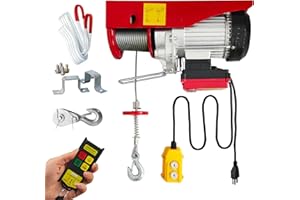 SENOTOYAR Electric Hoist 2 in 1,1320lbs Electric Hoist Winch with 98ft Wireless Control&Wired Remote Control,110v Electric Hoist 40ft/20ft Lifting Height for Garage Warehouse Factory,Single/Double Slings
