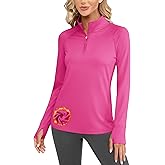 Cavva Women's Fleece Quarter Zip Pullover Running Shirt Thermal Long Sleeve Tee Athletic Workout Tops Thumb Hole