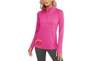 Cavva Women's Fleece Quarter Zip Pullover Running Shirt Thermal Long Sleeve Tee Athletic Workout Tops Thumb Hole