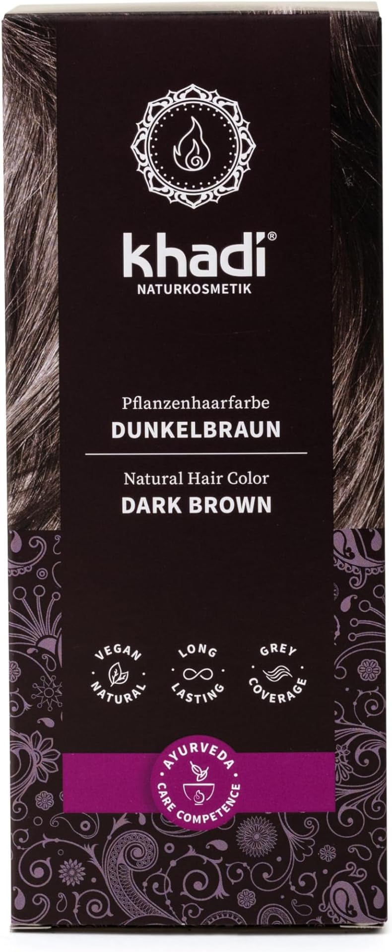 Khadi Dark Brown Natural Hair Colour 100g 100% Herbal Vegan Grey Coverage