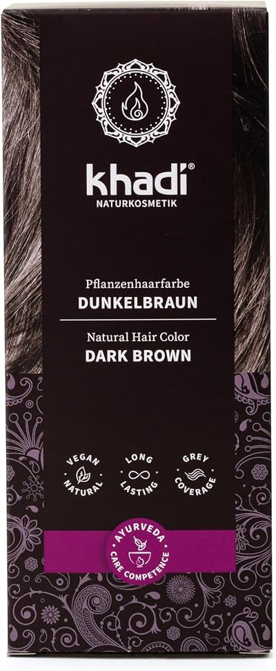 Khadi Dark Brown Natural Hair Colour 100g 100% Herbal Vegan Grey Coverage