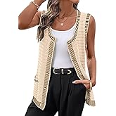 Dokotoo Women's 2026 Sleeveless Cardigan Sweaters Casual Button Down Round Neck Knit Cardigans with Pockets