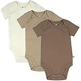 HonestBaby unisex-baby 3-pack Short Sleeve Bodysuits One-piece 100% Organic Cotton for Infant Baby Boys, Girls, Unisex