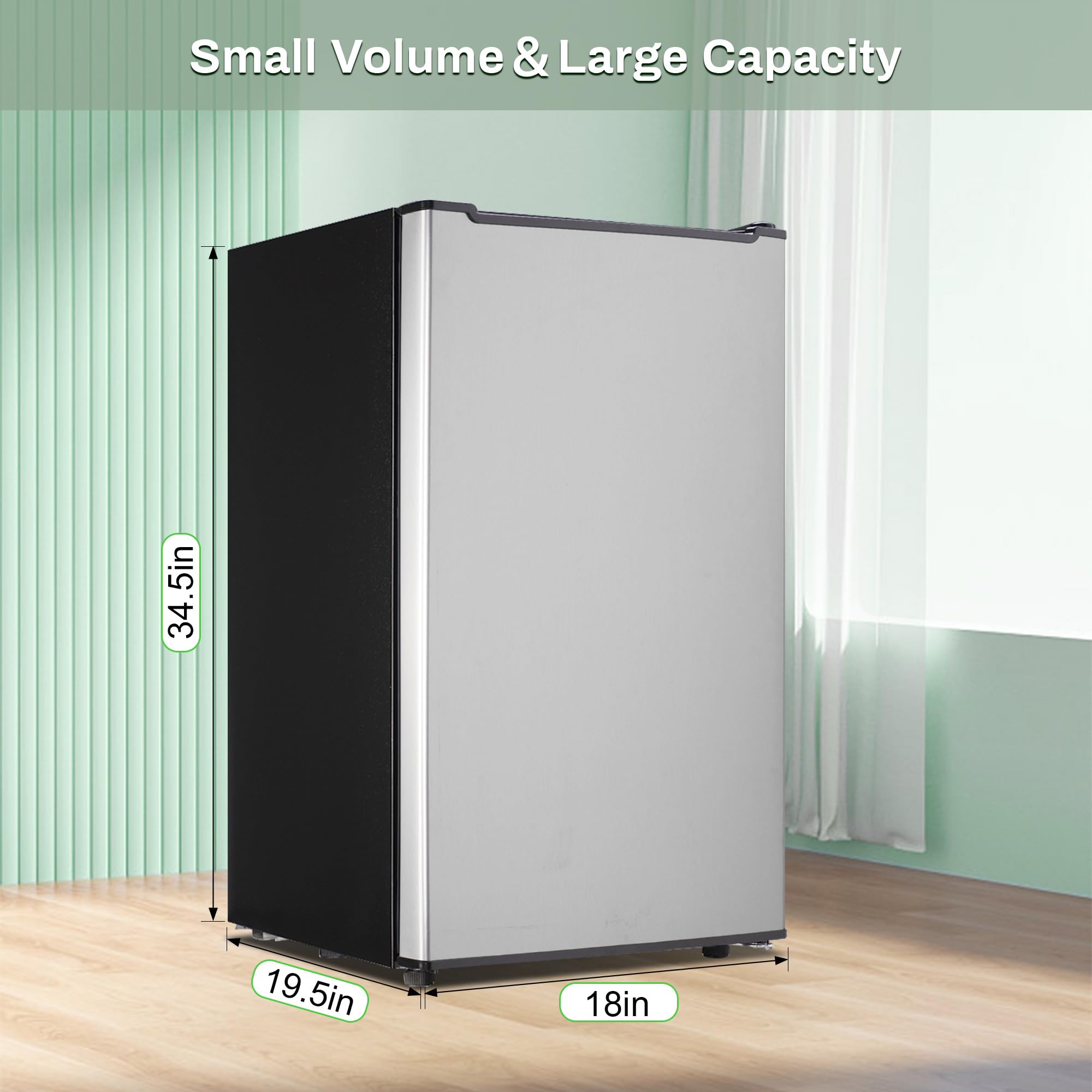 Maine Upright Freezer 3.6 Cu.Ft Mini Freezer with Reversible Stainless Steel Door Freestanding Compact Freezer with 3 Adjustable Thermostat, Small Freezer for Apartment Dorm (Silver)