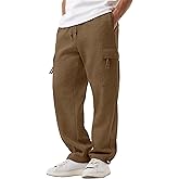 Sailwind Men's Fleece Cargo Sweatpants Casual Loose Fit Heavyweight Pants with Pockets