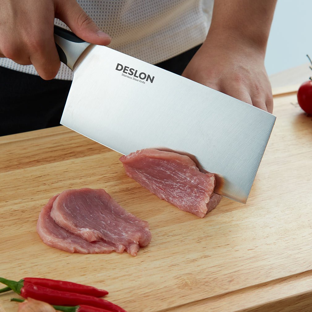 DESLON Chinese Cleaver, Butcher Knife German High Carbon Stainless Steel Meat Cleaver Kitchen Knife