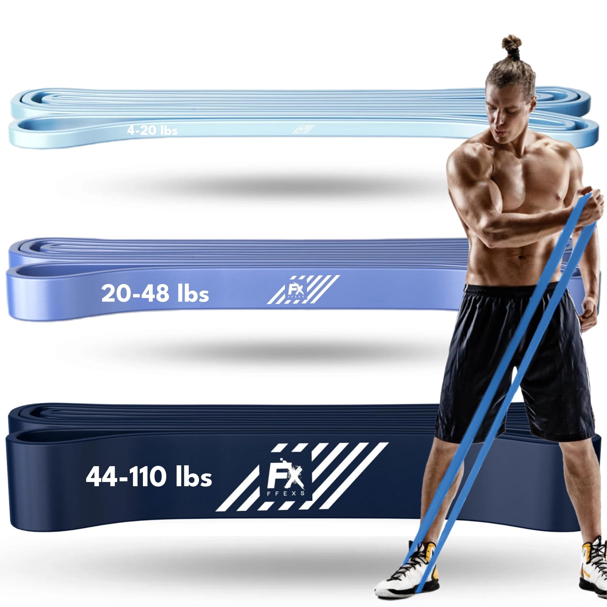 FX FFEXS Resistance Bands Set Men - Exercise Bands Durable Latex - Pull Up Bands Gym - Stretch Bands for Exercise - Workout Bands Fitness - Elastic Bands Gym - Men & Women - All Strength Levels