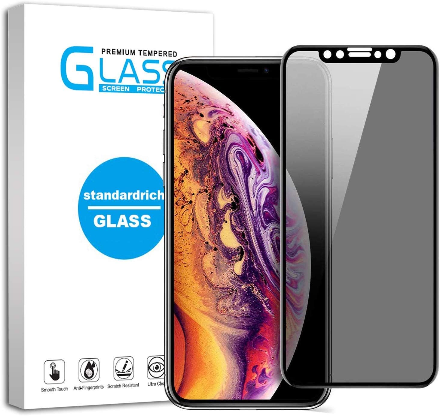 iPhone 11 Pro 5.8 iPhone x/xs 360 Degree 4 Way Privacy Screen Protector Tempered Glass Film, Updated 4 Side Privacy, Easy Install, Anti-Spy/Scratch, Bubble Free, Full Coverage, Warranty (2Pack)