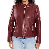 Women's Faux Leather Jacket Plus Size Motorcycle Biker Outwear Pu Zip Up Moto Coat