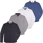 Visive Men's 2/4 Pack - Oxford Long Sleeve Button Down Shirts Solid Colors Dress Regular Fit Big and Tall Dress Shirts