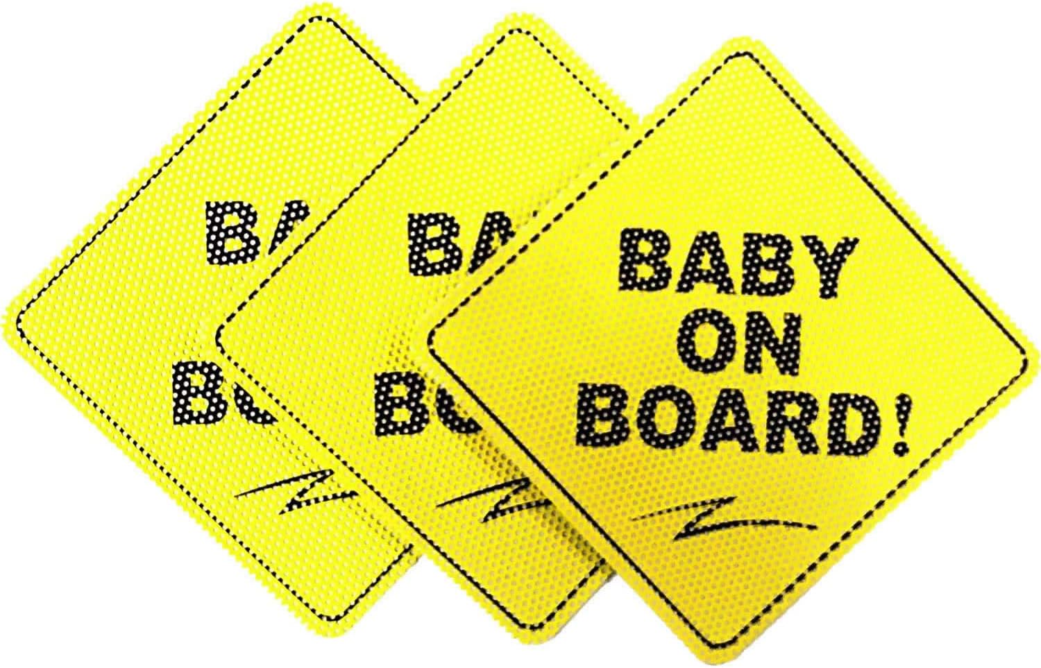 Baby on Board Sticker Sign (3 Packs), See Through When Reversing, Baby Car Sticker, Baby Car Decal, Announcement Board, US Department of Transportation Recommend Color Shape, Kid Safety, 5"x5"