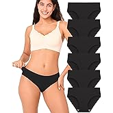 BAMBOO COOL Women's No Show Bikini Seamless Underwear for Women Low Waisted Non-marking Stretch Panties Full Coverage，6 Pack