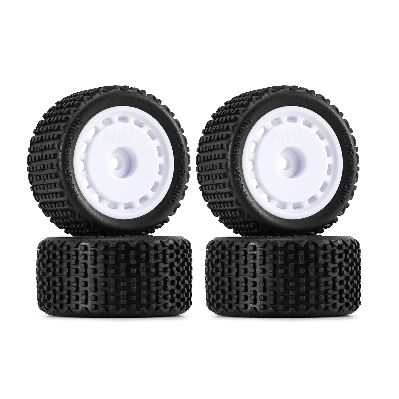 INJORA Pre-mounted Pin Buggy Tires & Wheels for 1/28 Losi Micro-T,4pcs — image 1