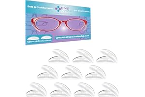 GMS Optical 1.8mm Reg-Thin/13mm Short Length - Small Adhesive Contoured Silicone Eyeglass Nose Pads - Anti Slip Pressure Relief - Perfect for Kid Glasses & Smaller Frames(2 sets/5 Pack)(10 Pair Clear)