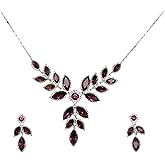 Faship Gorgeous Rhinestone Crystal Floral Necklace Earrings Set