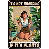 Gardening Gifts It's Not Hoarding If It's Plants Sign for Home Outdoor Decor Garden Lover Retro Metal Tin Sign 8X12 Inch