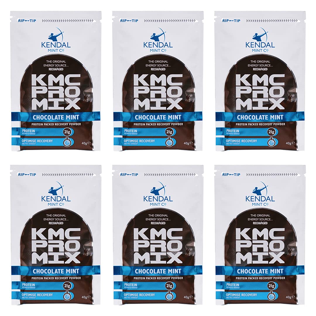KMC PRO Mix: Chocolate Mint Flavour Whey Protein Recovery Powder Drink Mix (Chocolate Mint, 6 x 40g Sachets)