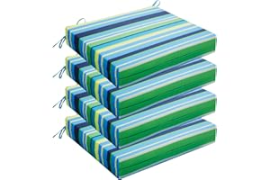 Wellsin Outdoor Chair Cushions for Patio Furniture - Outdoor Cushions for Chairs - Waterproof Patio Chair Cushions Set of 4, 18.5"X16"X3", Stripe 01