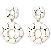 AUGTIGER Black White Earrings for Women Sparkly Geometric Dangle Drop Statement Jewelry