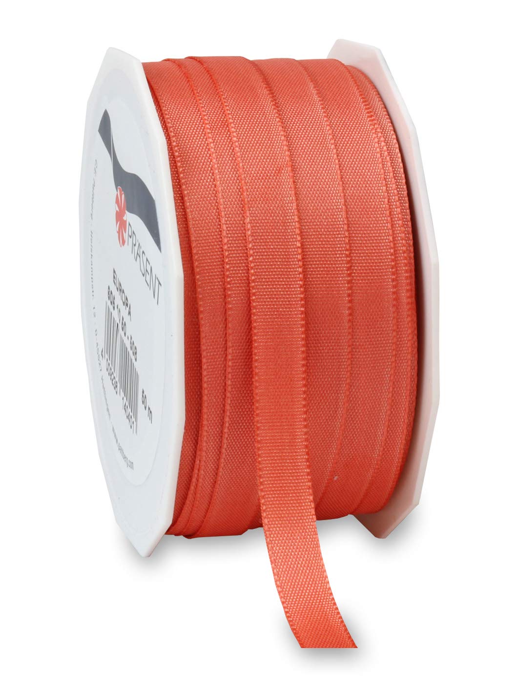 Präsent - Europa Taffeta Ribbon Living Coral 10 mm Width, 50 m Length