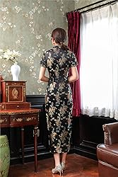 Shanghai Story Short Sleeve Long Qipao Brocade