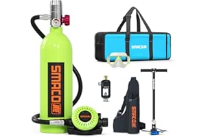SMACO S400 1L Mini Scuba Tank Up to 20 Min Dive Time, Portable Diving Cylinder for Scuba Diving, Snorkeling &Emergency Rescue