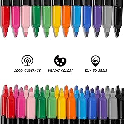 Dabo&Shobo Wet Erase Markers, 36-Count Smudge-Free