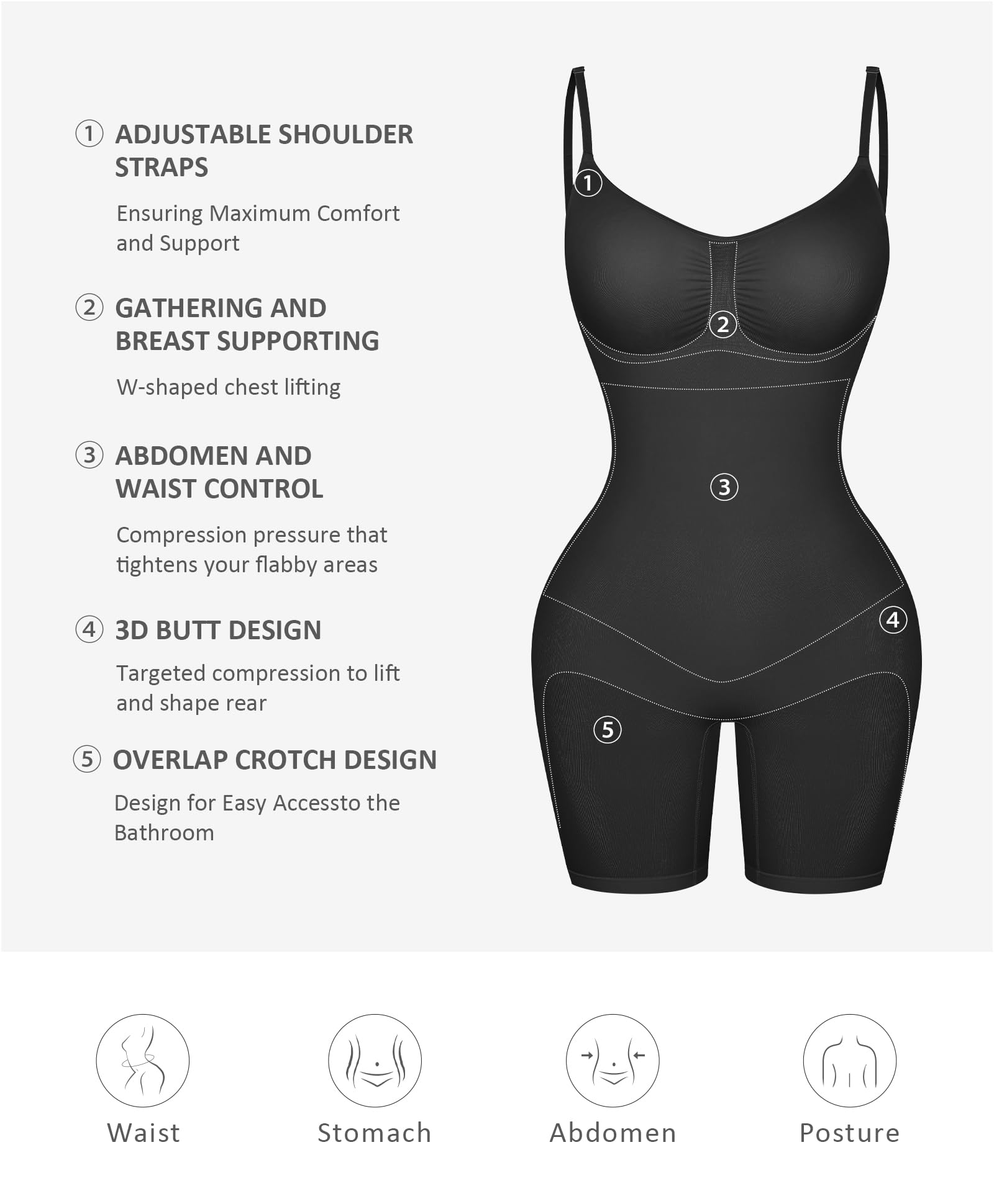 FeelinGirl Shapewear Bodysuit Tummy Control Seamless Sculpting Hip Enhancer Body Shaper for Women