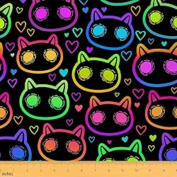 Erosebridal Rainbow Fabric by The Yard, Neon Cat