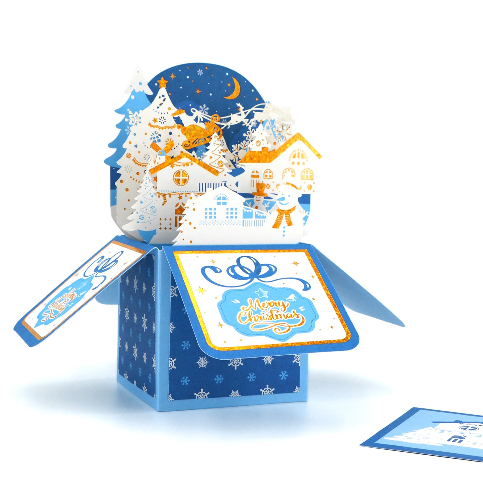 Fassory 3D Christmas Card with Envelope, Merry Christmas Pop Up Card, 3D Box Greeting Card (Christmas Eve)