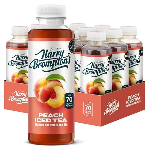 Harry Brompton's London Ice Tea. Made with Real Black Tea and Peach Juice. 70 Calories, No Artificial Sweeteners, Antioxidant-Rich and High in Vitamin C. 500ml (Pack of 12).