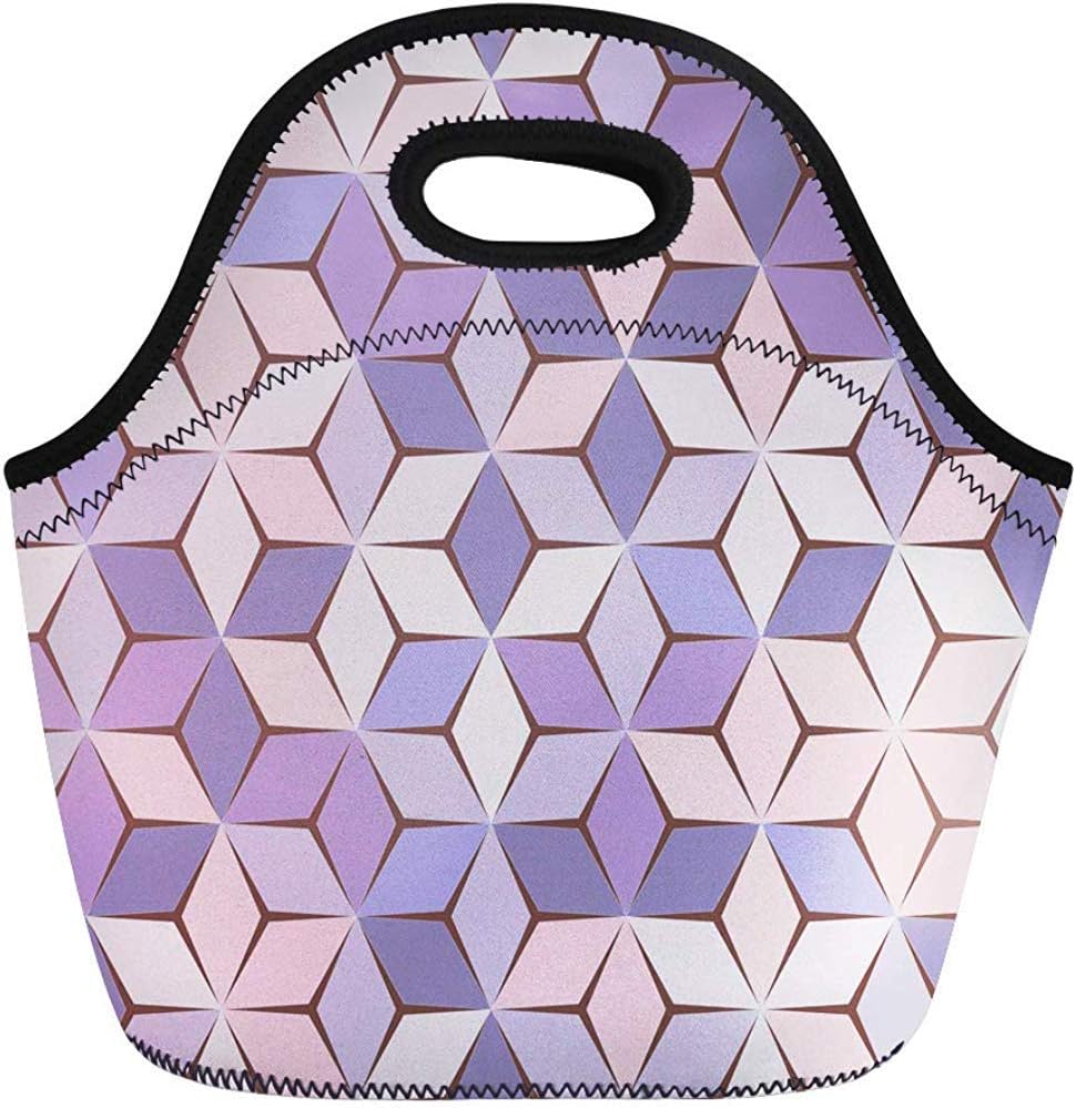 Bolsa De Almuerzo De Neopreno,Rosa Patrón Primavera Femenino Geométrico