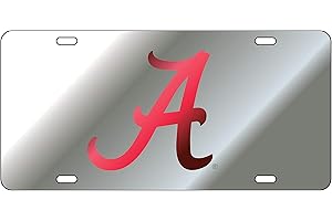 Craftique The University of Alabama Red on Silver A Laser Cut Inlaid Mirror Tag