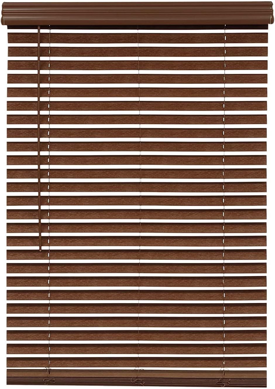 Window Treatments - DEZ Furnishings QJBK224480 2 in. Cordless Faux Wood Blind, 22.5W x 48L Inches, Dark Oak