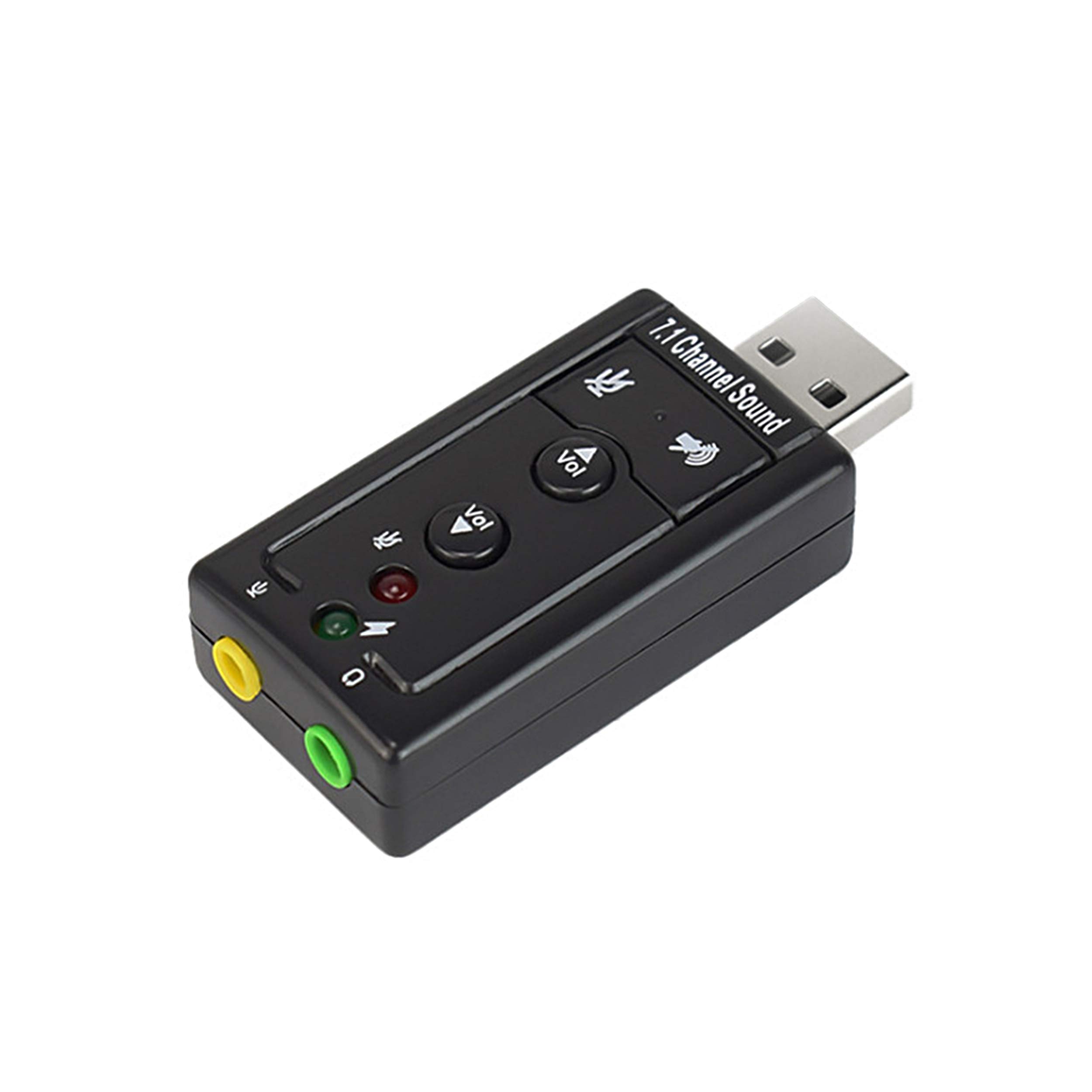 Dynamode USB-SOUND7, Portable USB Sound Card For Enhanced Media Experience- 7.1 Surround Sound, Deep Bass Sound, Compatible With Windows,Mac, Linux (BLACK)