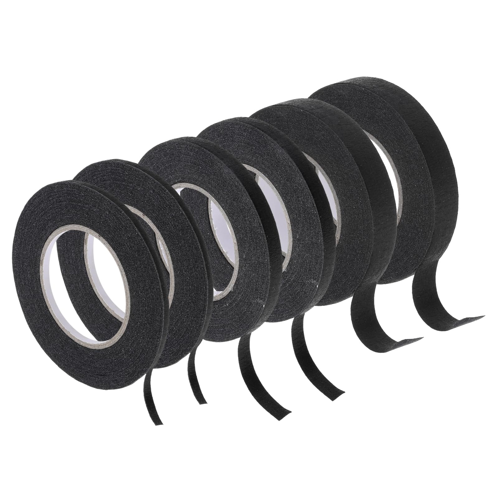 Rebower Masking Tape Black Painters Tape Paper Tape [for Crafts DIY Walls Painting Packing Automotive Home Decoration Teaching]- 1/8,1/4,1/2 Inch,21 Yards X6 /6 Roll