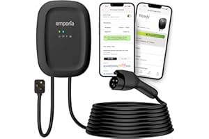 EMPORIA Level 2 EV Charger - NEMA 14-50 EVSE w/ J1772 Charger - 48 amp EV Level 2, 240v WiFi Enabled Electric Vehicle Charging Station, 24ft Electric Cable, Black