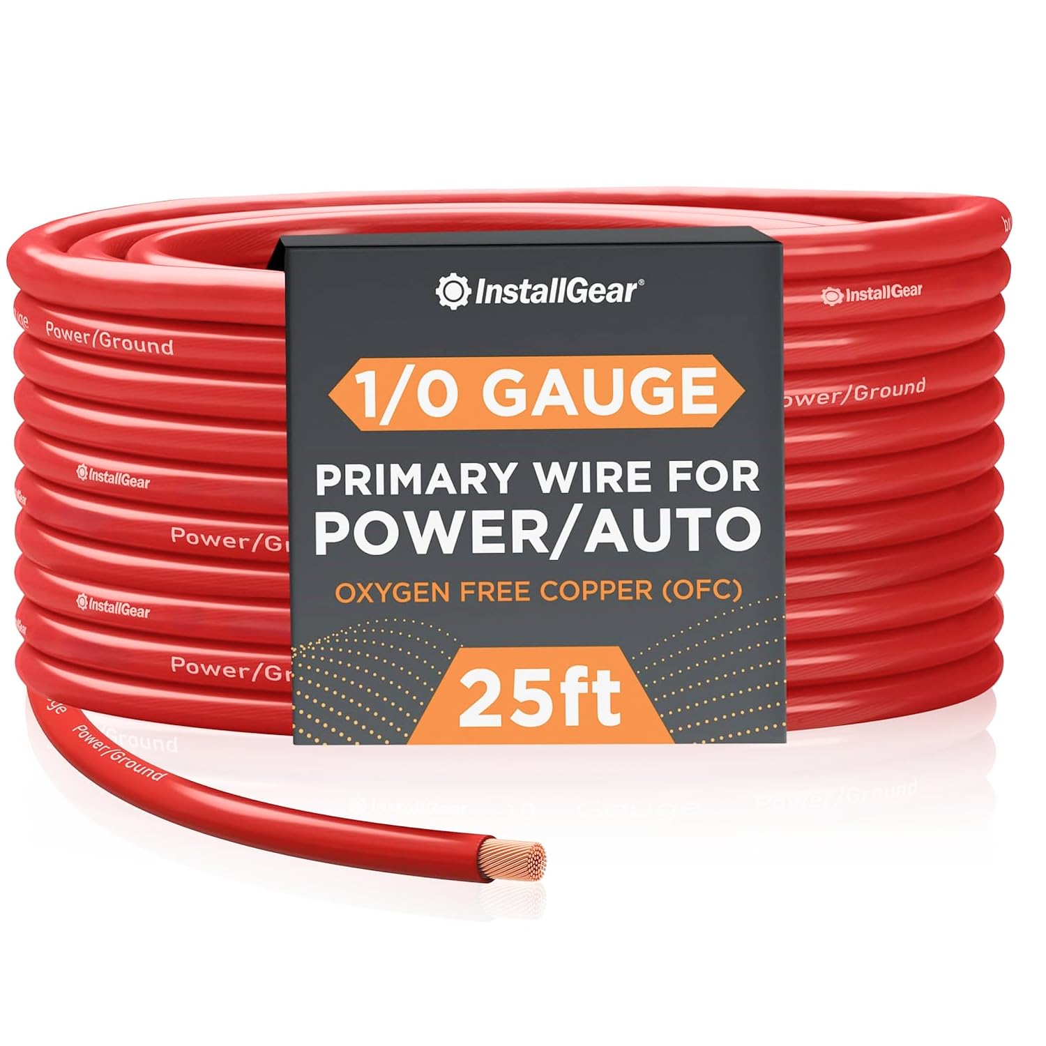 Photo 1 of InstallGear 1/0 Gauge AWG OFC Pure Copper Power Ground Wire Cable (25ft Red) True Spec Welding Wire, 1/0 Gauge Battery Cable Wires, Automotive Wires, Car Audio Speaker Stereo, RV Trailer, Amp Wiring