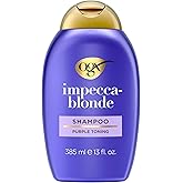 OGX Color Care + Impecca-Blonde Purple Shampoo, Highly-Pigmented Toning Shampoo for Blonde, Silver, & Lightened Hair, Hair Wash to Correct Yellow Tones & Protect from Color Fade, 13 fl. oz