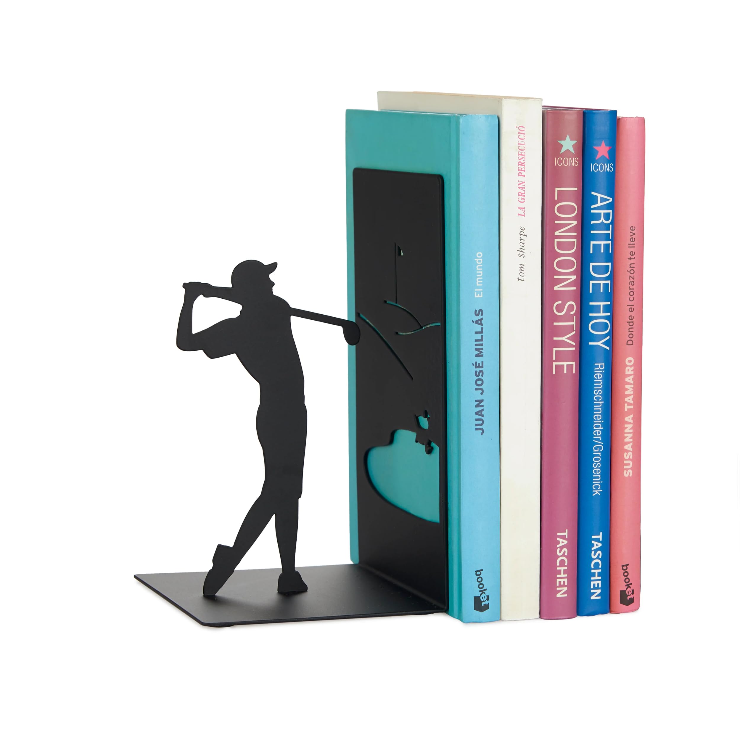 Balvi Bookend Backswing Colour black Book support with golf player Metal