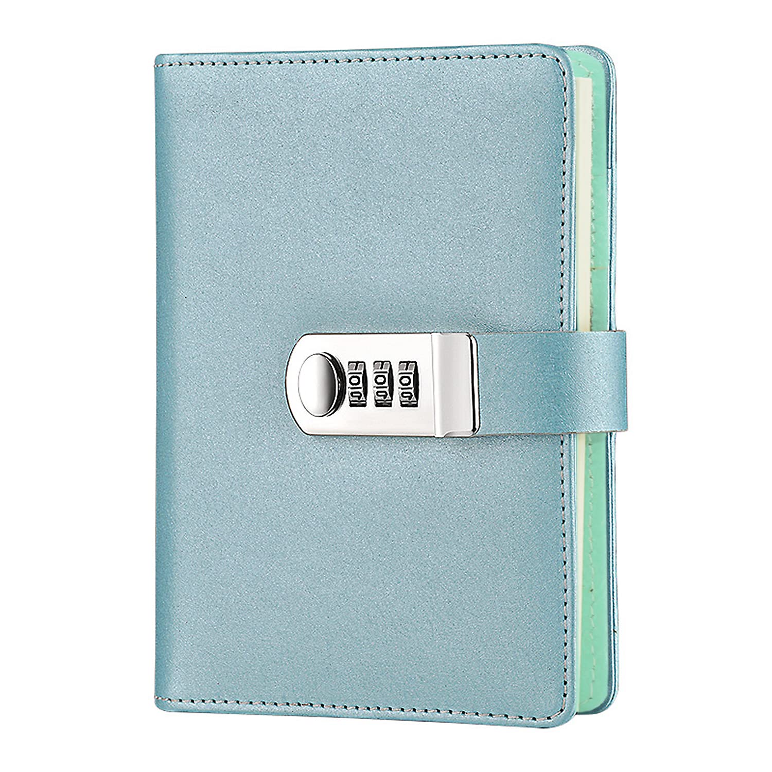 NectaRoy Lock Journal Lockable Refillable Diary, PU Leather Cover Writing Notebook Planner Organizer with Combination Lock, Travel Journal with Lock, Notepad with Pen Holder, Size 185x135mm