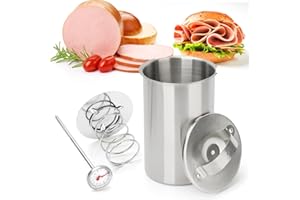 Lunch Meat Press Mold for Deli Meats, 304 Stainless Steel Ham Press Maker with Thermometer for Making Healthy Homemade Deli M