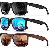 KALIYADI Sunglasses Men Polarized Sun glasses for Mens Womens Classic Matte Black Frame UV Protection 3pack