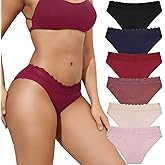 Aijolen Seamless Underwear for Women No Show Bikini Panties Lace Cheeky Hipster 6 Pack S-XL