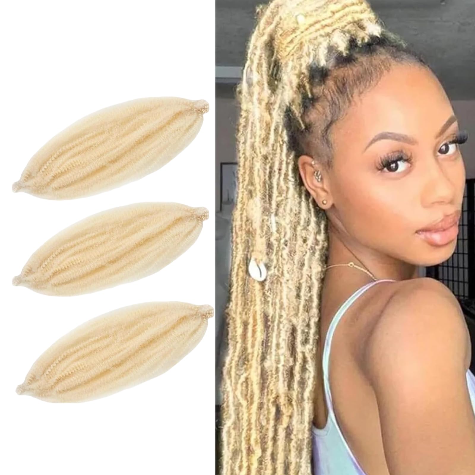 Afro Twist Braiding Hair 16 Inch 3 Packs Pre Separated Springy Marley Braids for Faux Locs Crochet Hair Pre FluffedTwist Extensions — image 1